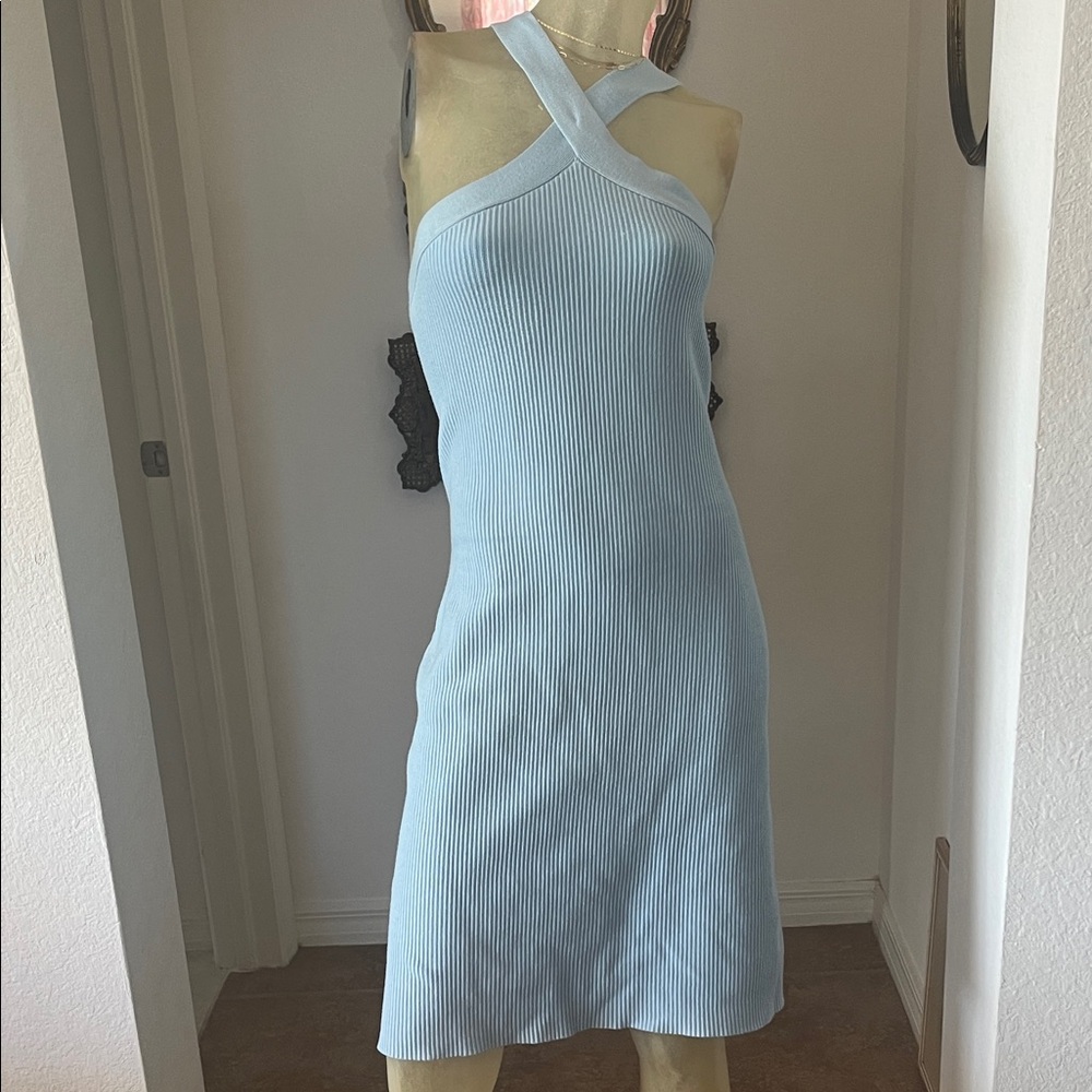 House of Harlow 1960 Light Blue Ribbed Midi Dress